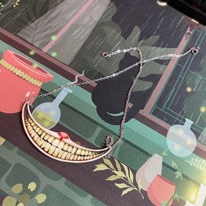 Handmade wood Alice In wonderland necklace